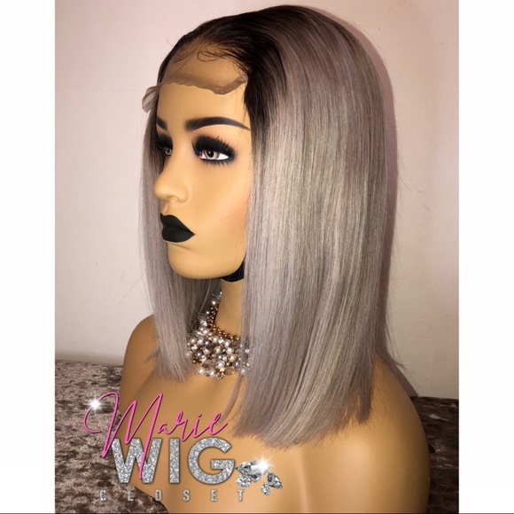🛑SOLD🛑 12” 4x4 Custom Make Wig T1B/Silver - Picture 6 of 6